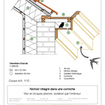 D02-01 Cavité dans une corniche — Corniche, mur en briques pleines, isolation par l'intérieur
