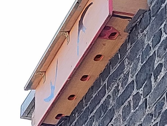 Couvre-mur d'acrotère avec cavités isolées. — Photo et réalisation : Philippe Guérard