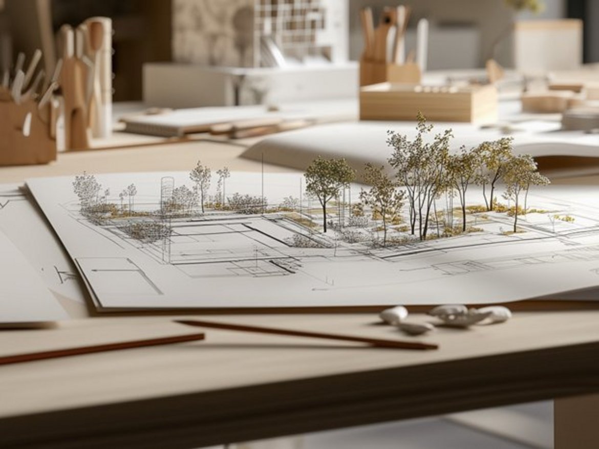 Photo de plans avec petits arbres pour illustrer le questionnaire de conseils sur mesure. — Créée avec IA