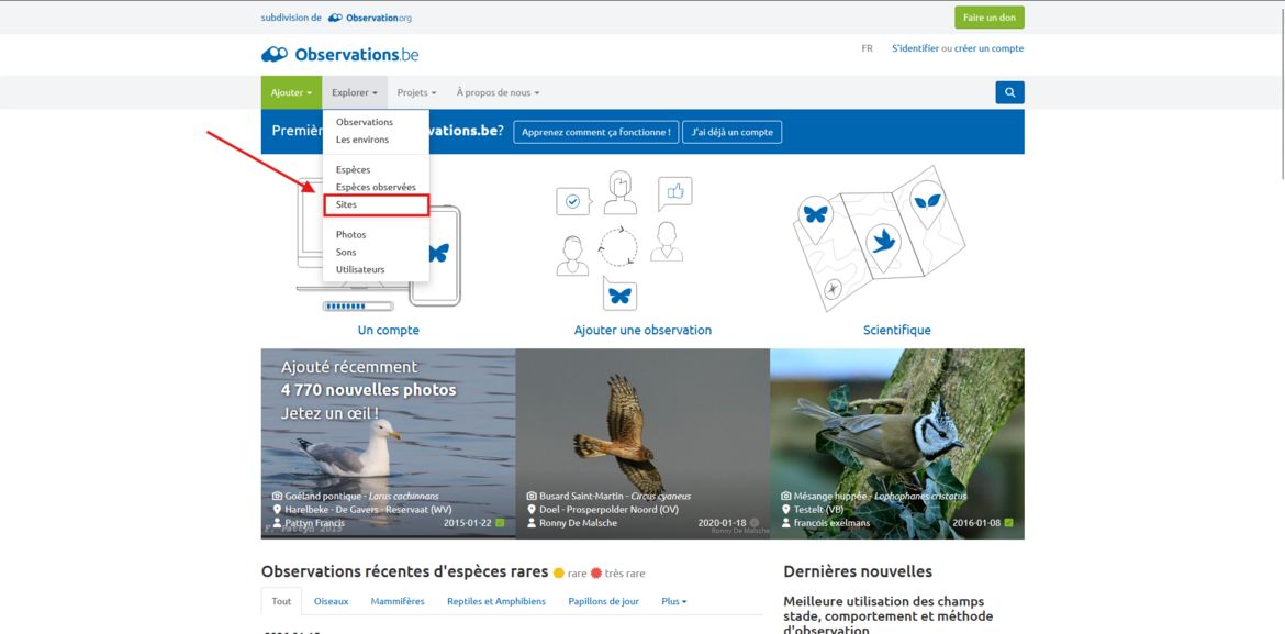 Capture d’écran de la page d’accueil — © observation.be