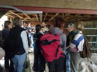 Visite de la ferme pédagogique Bos't Ename ce 3 mai 2025 avec les ambassadeurs du Réseau nature et les volontaires de la Cellule Biodiversité dans le bâti de Natagora — © Martine Wauters